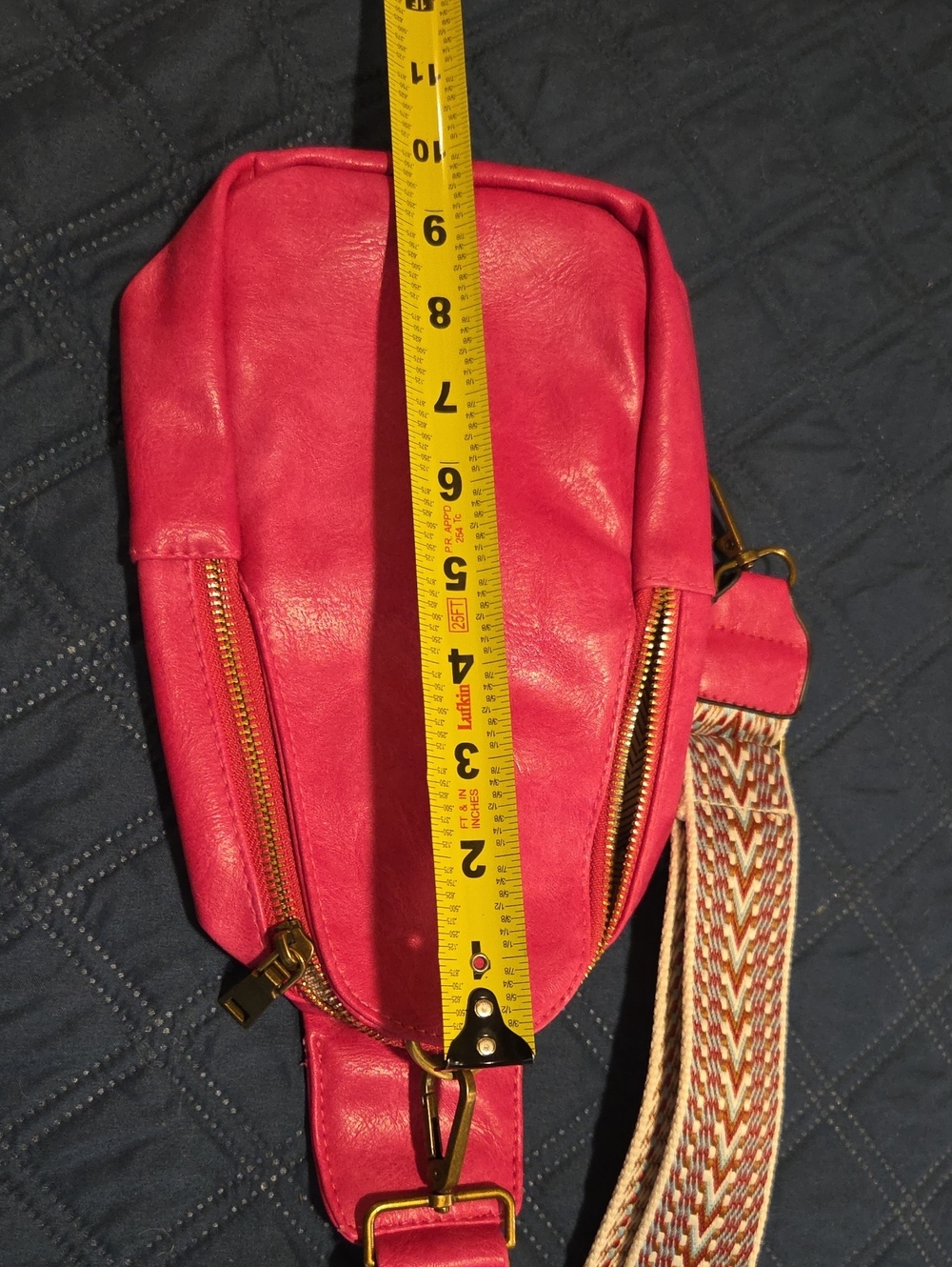 Bright Pink Mini Sling Bag with Gold Hardware - Picture 4 of 7